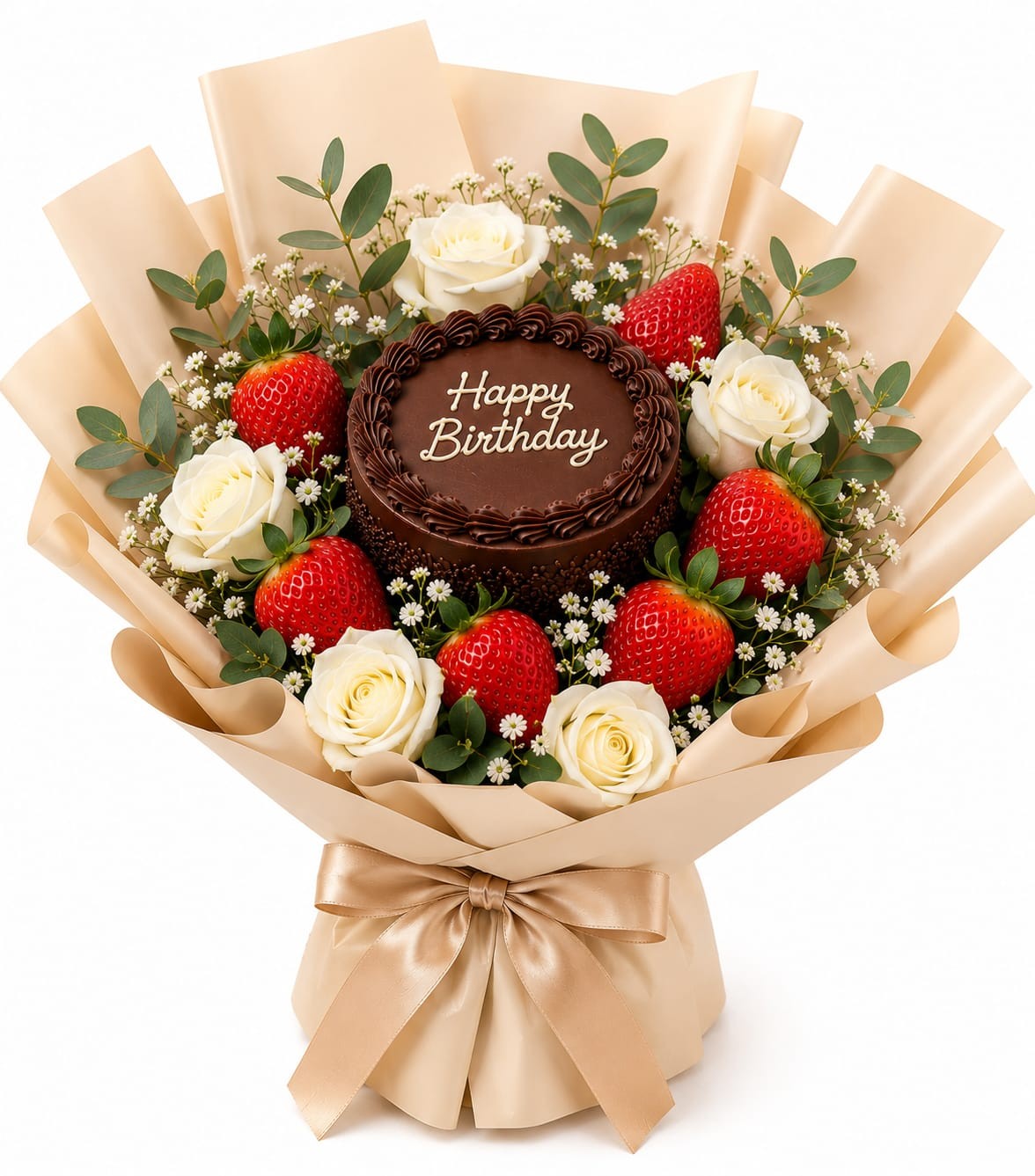 Hope Chocolate Cake & Strawberry Bouquet